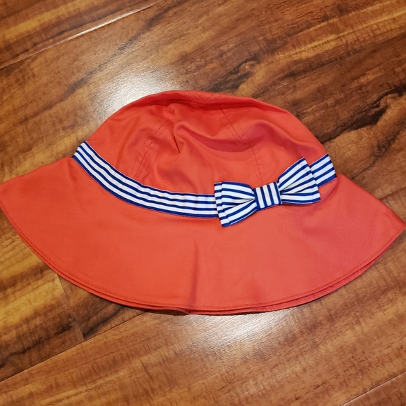 Janie and Jack NWT 12-18 months blue/white/orange romper, matching sunhat - Picture 6 of 8